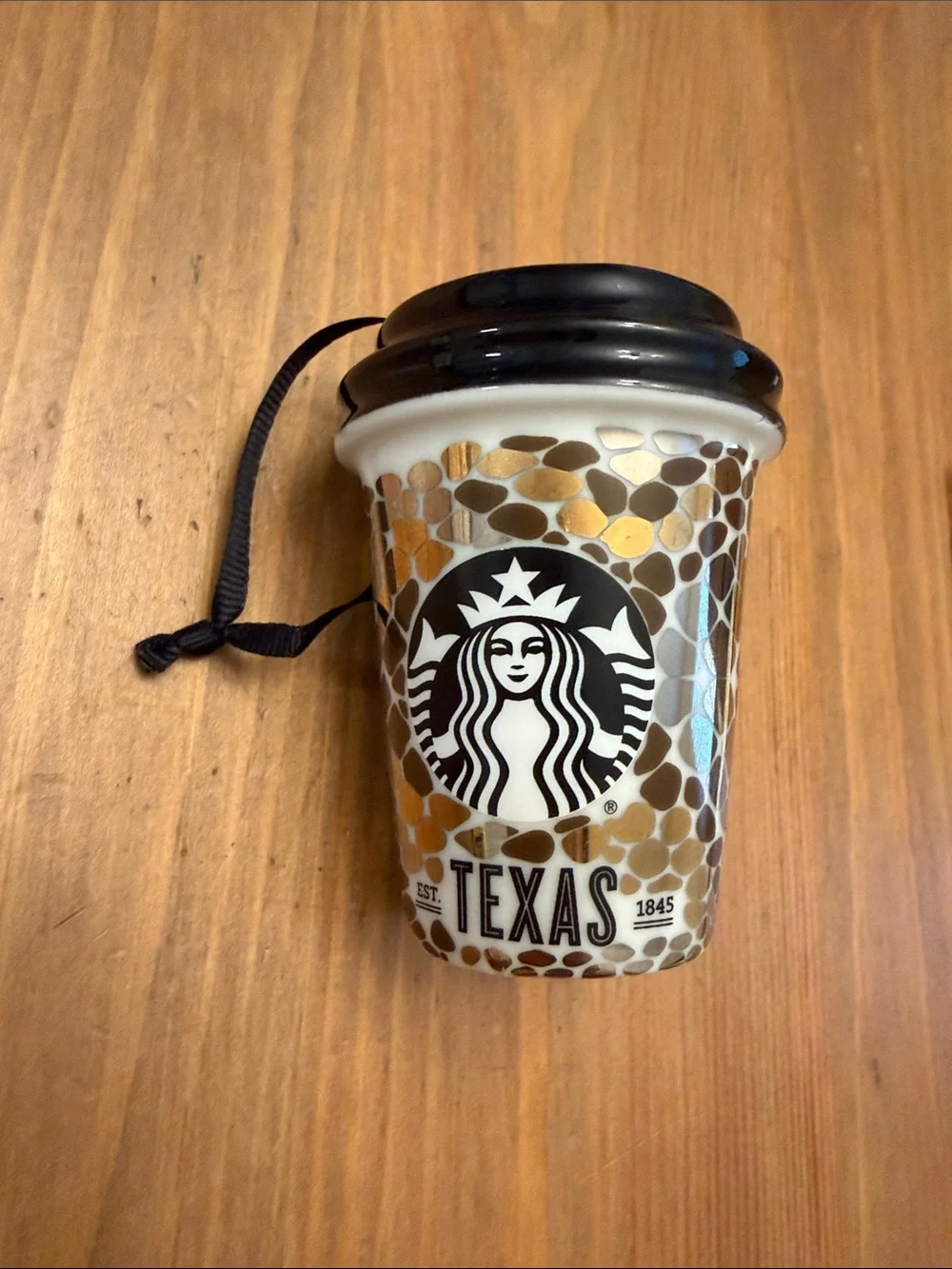 Starbucks Texas Mosaic Ornament 2015 - Gold, Black & White & Gold